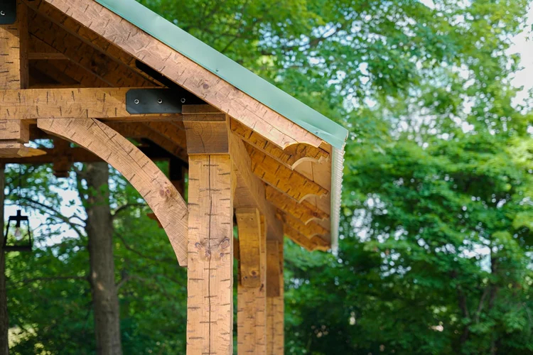 Pavilion roofline detail showing 8x8 girder beams