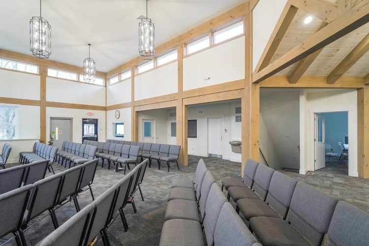 JCC timber-frame with landscaping and walkway