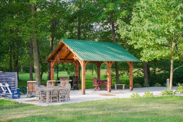 Allen Zimmerman timber-frame pavilion with metal roof