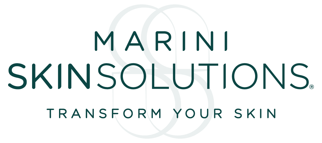 Marini Skinsolutions logo with overlapping circles and the slogan 'Transform Your Skin'.