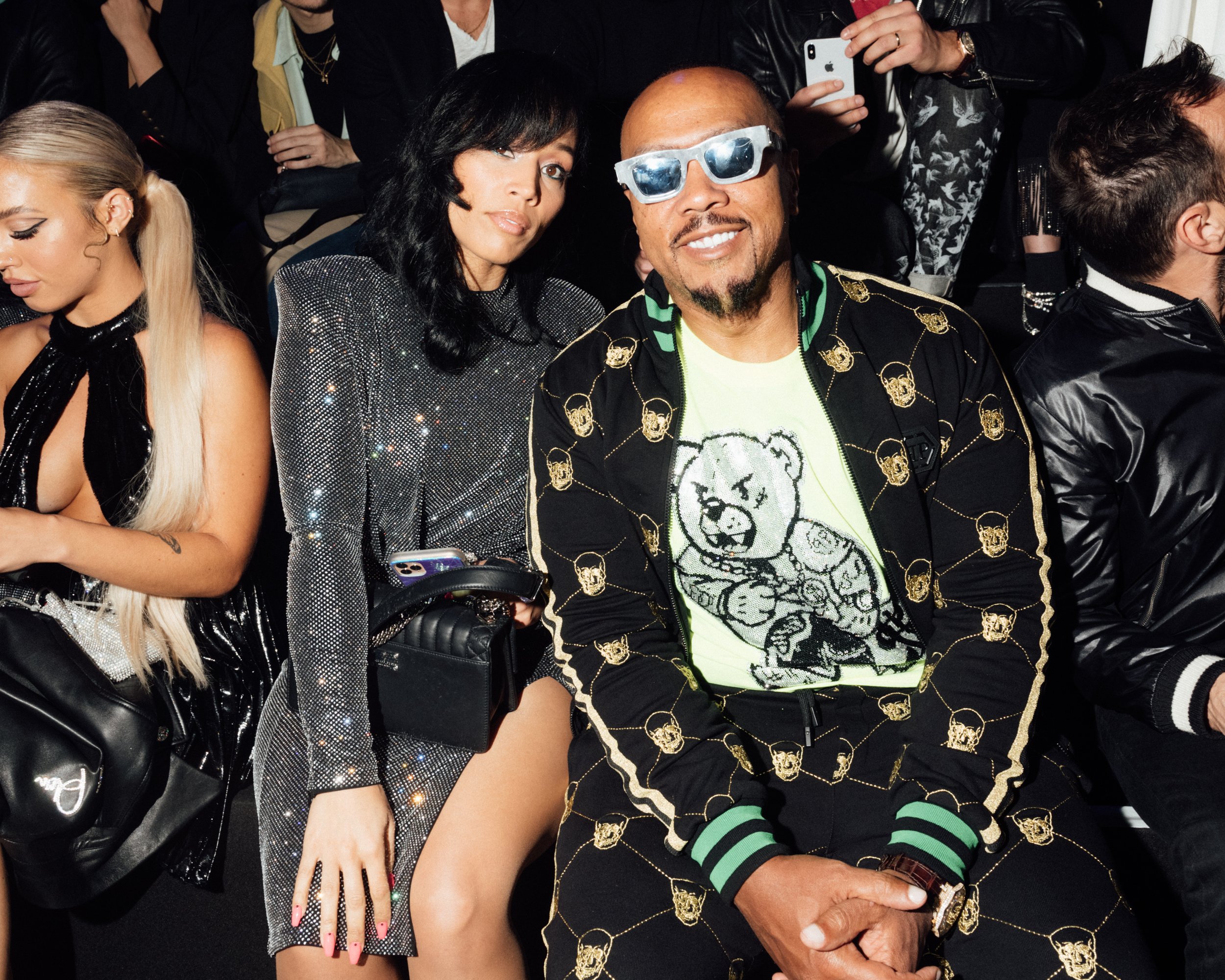 Timbaland with Michelle Dennis at Philipp Plein show - Milan Fashion Week, March 2020