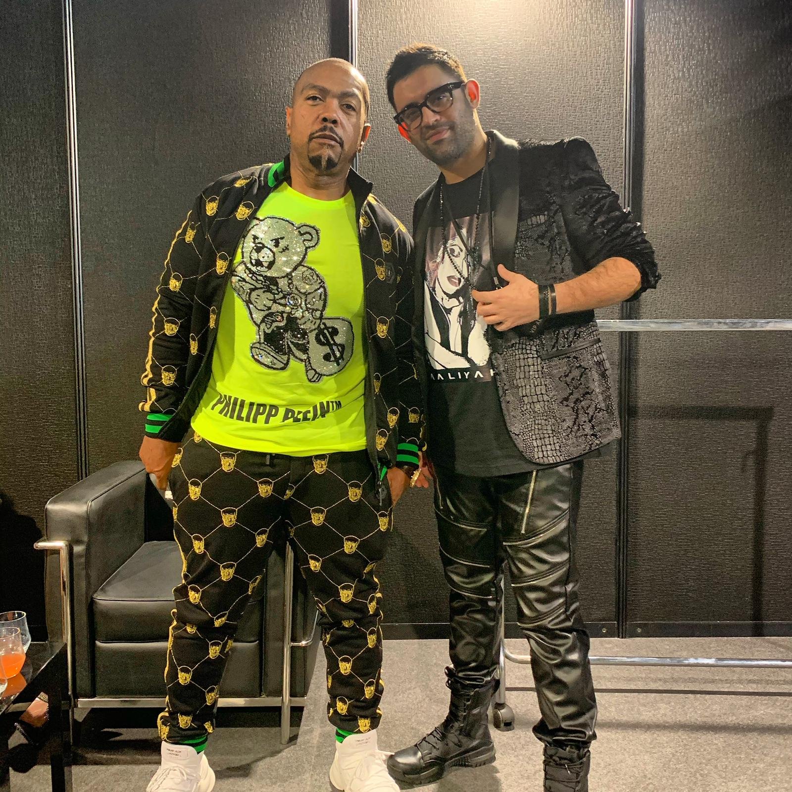 Timbaland with Nathan Tari, Founder of TARI Global at Philipp Plein's show, Milan Fashion Week - March 2020