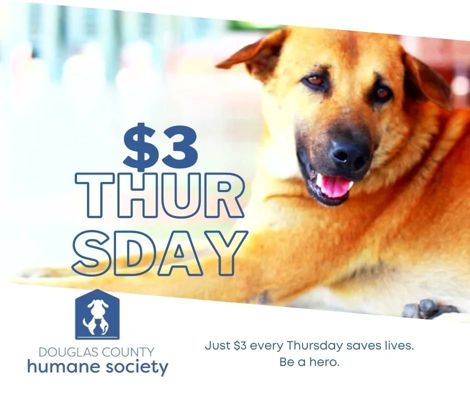 $3️⃣ Thursdays is here! 🥳 https://bit.ly/3DuDNXE
For less than a cup of coffee, your small weekly donation provides 
🐾 food
🐾 medicine
🐾 spay/neuter services
🐾 pet pantry food, litter, and so much more to Douglas County GA animals in need. 
☑️ I