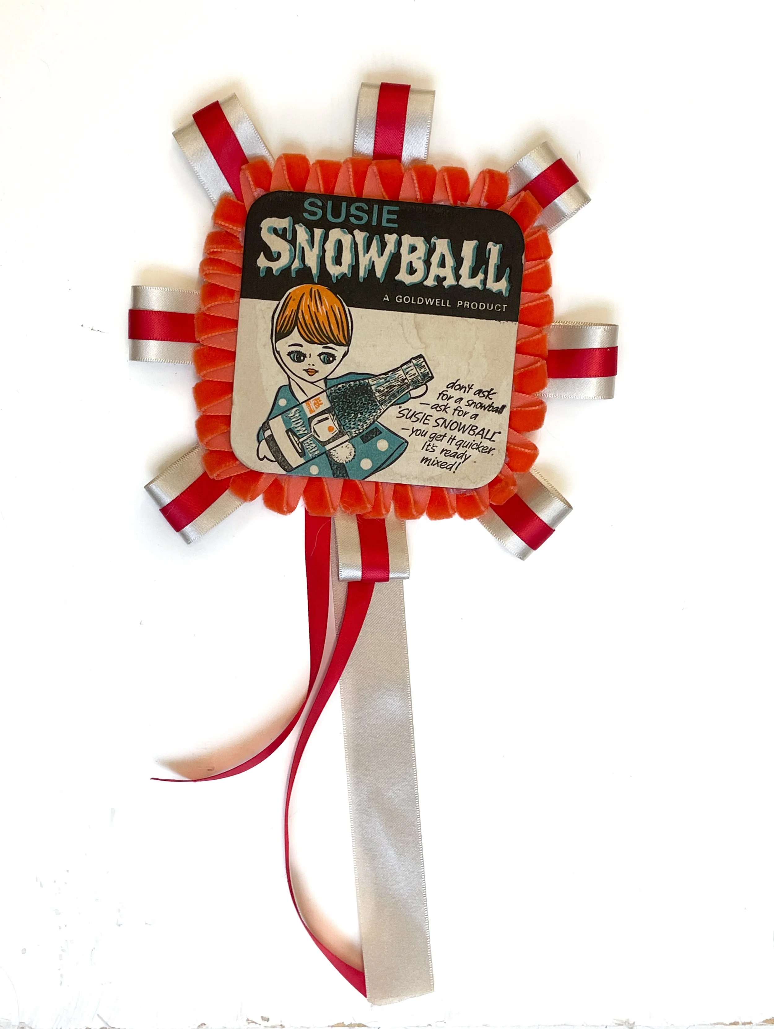 VINTAGE BEER MAT ROSETTE - SUSIE SNOWBALL
