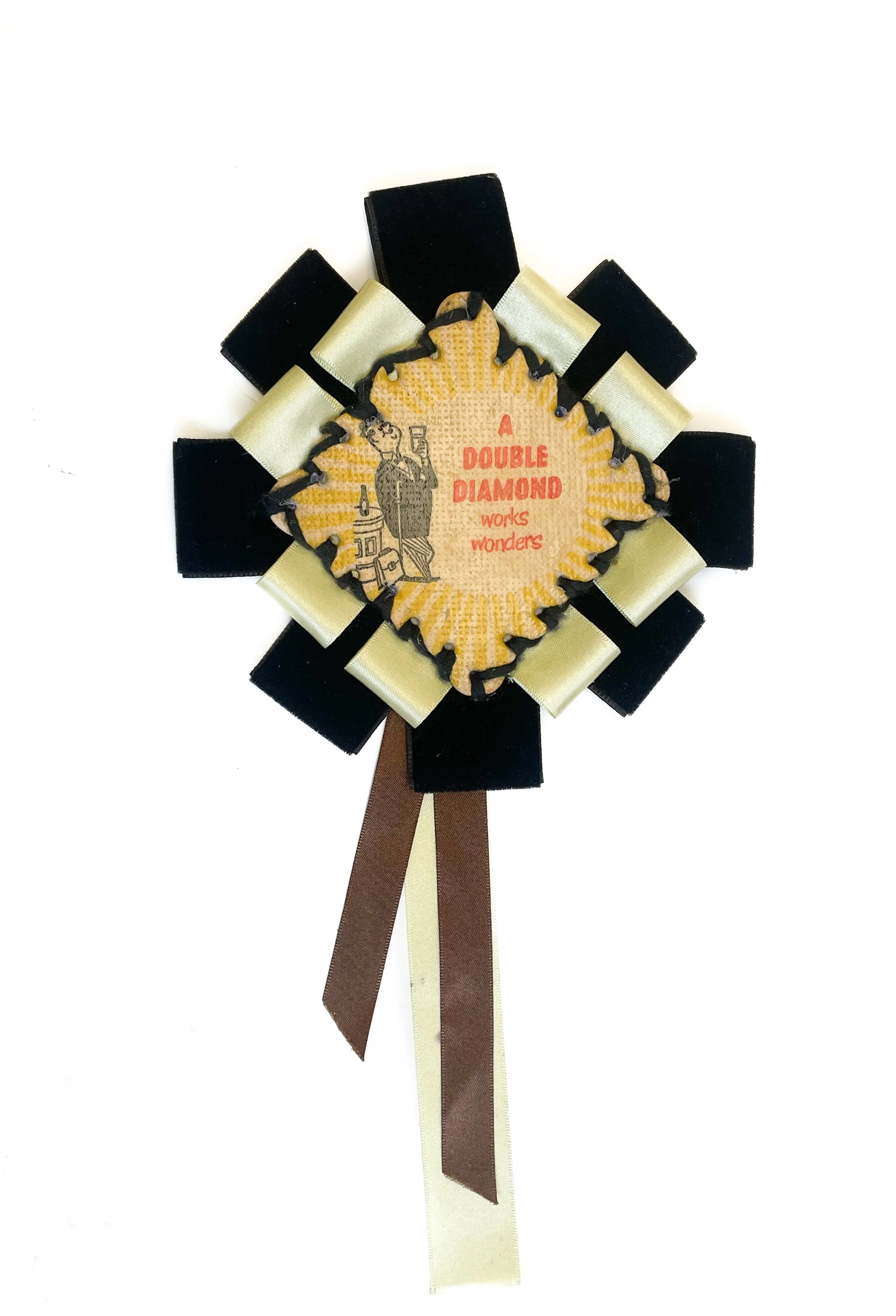 VINTAGE BEER MAT ROSETTE -  DOUBLE DIAMOND