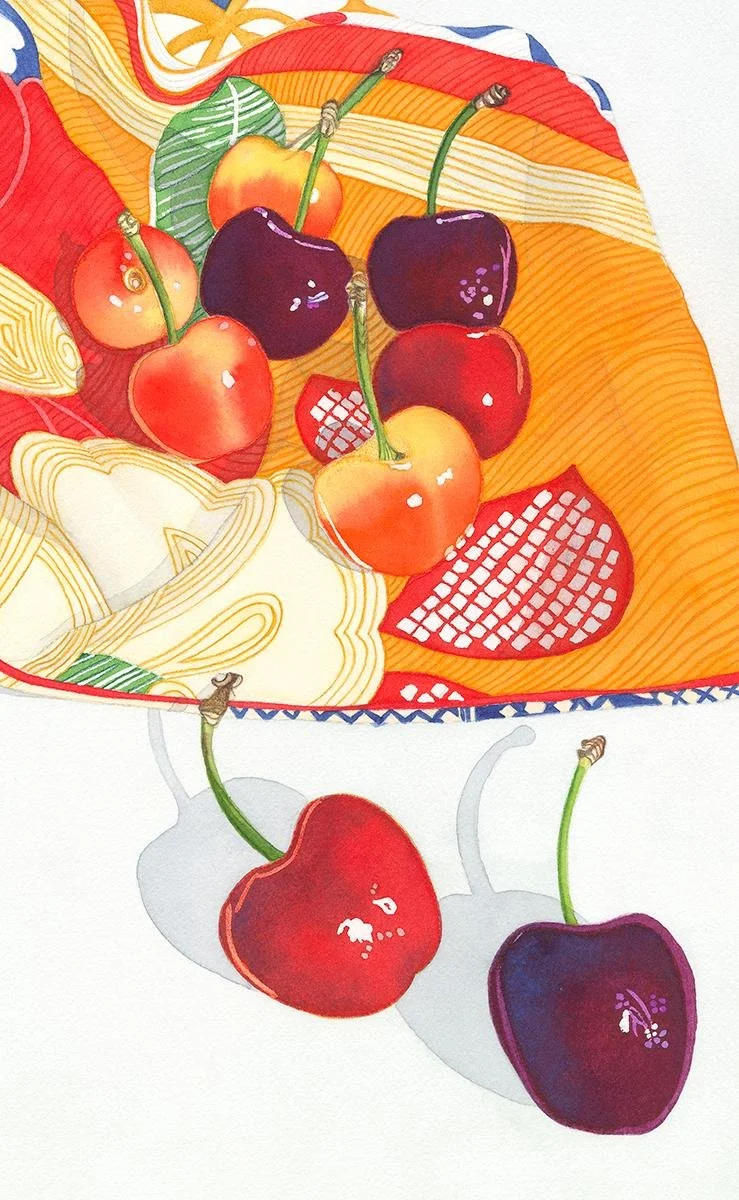 Sharp-focus watercolor still lifes