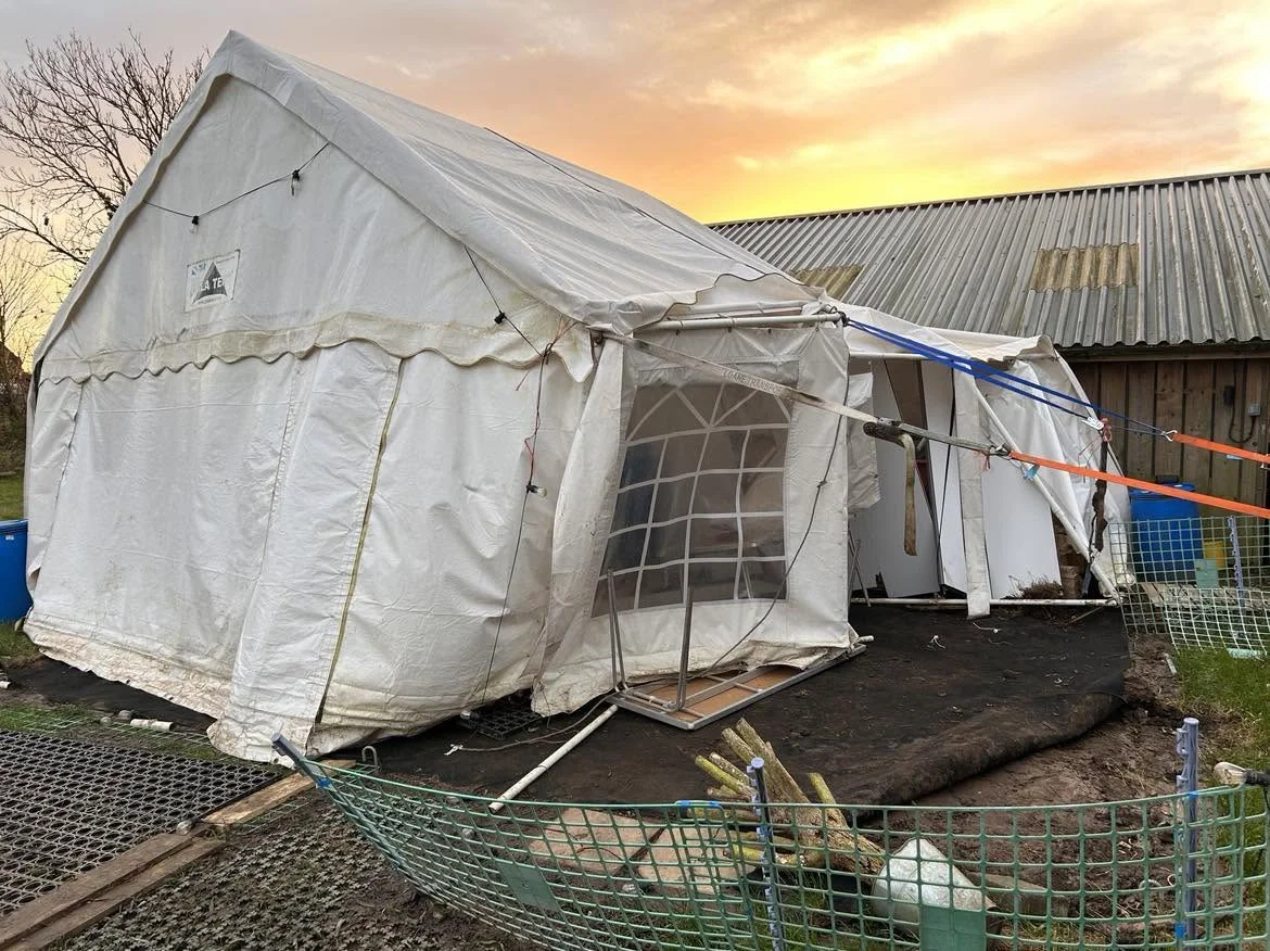 Gazebo damaged during Storm Elin