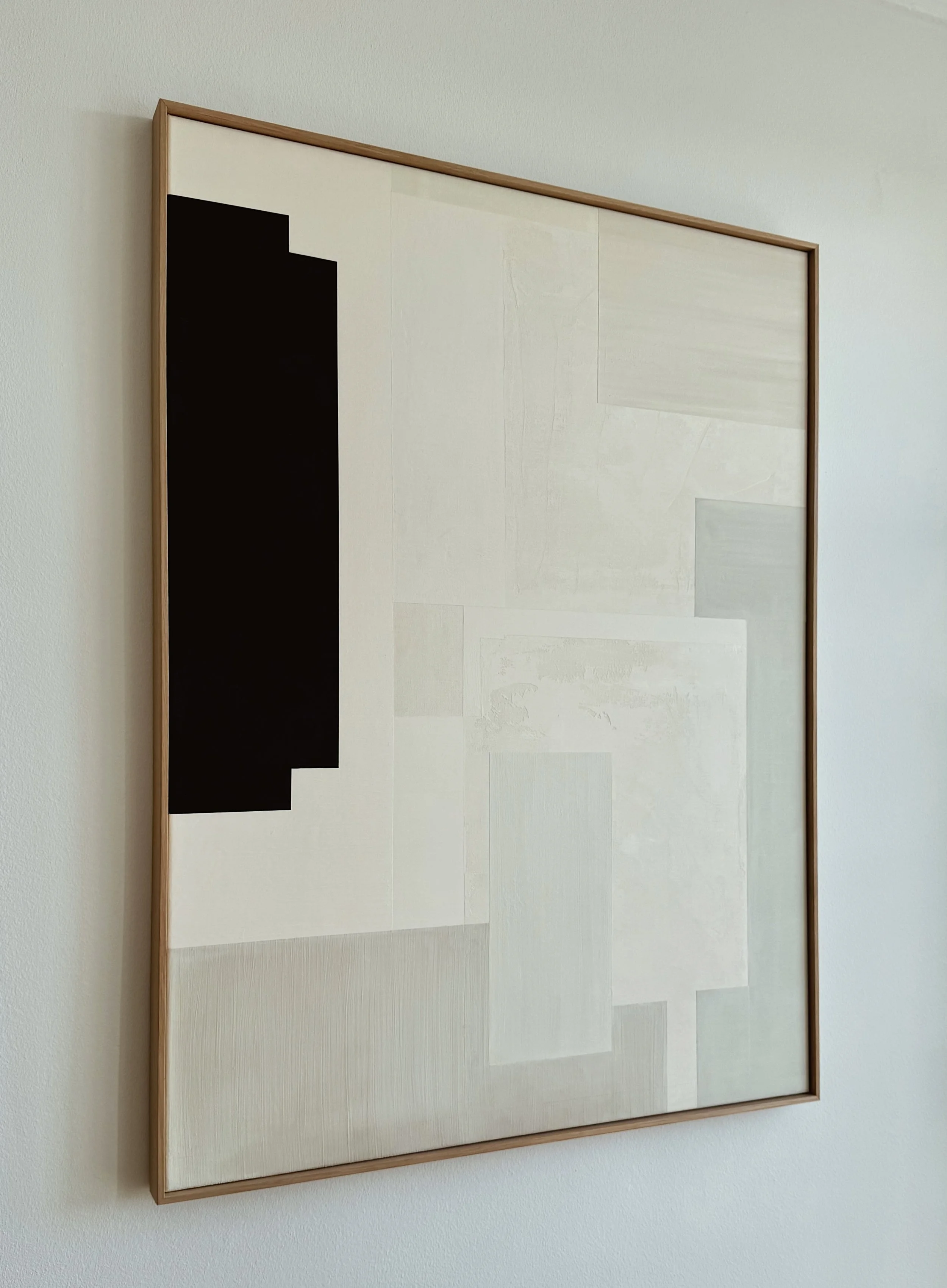 'It's a Wrap' (97x130 cm) Chalk and mixed media on linen canvas Bespoke oak frame