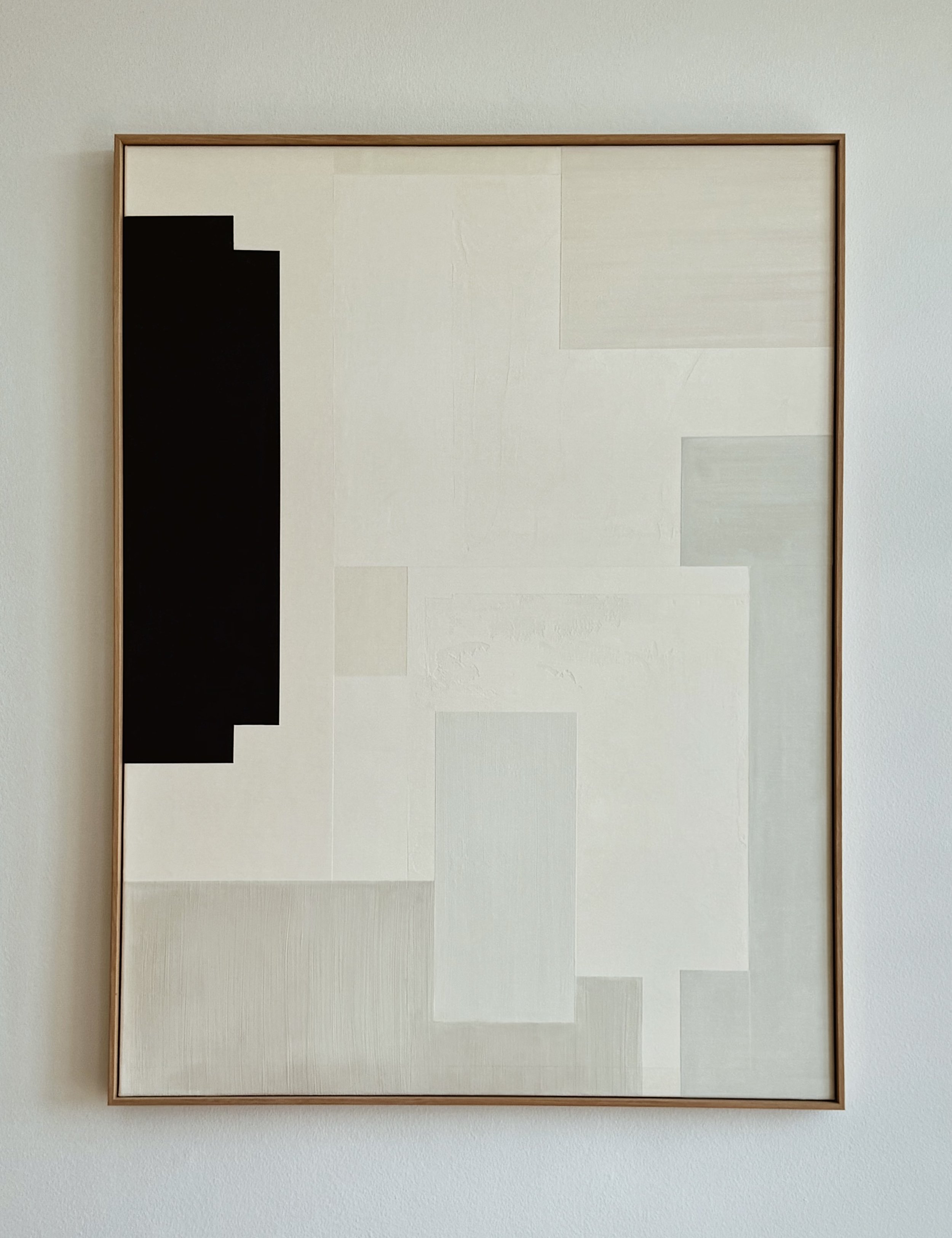 'It's a Wrap' (97x130 cm) Chalk and mixed media on linen canvas Bespoke oak frame