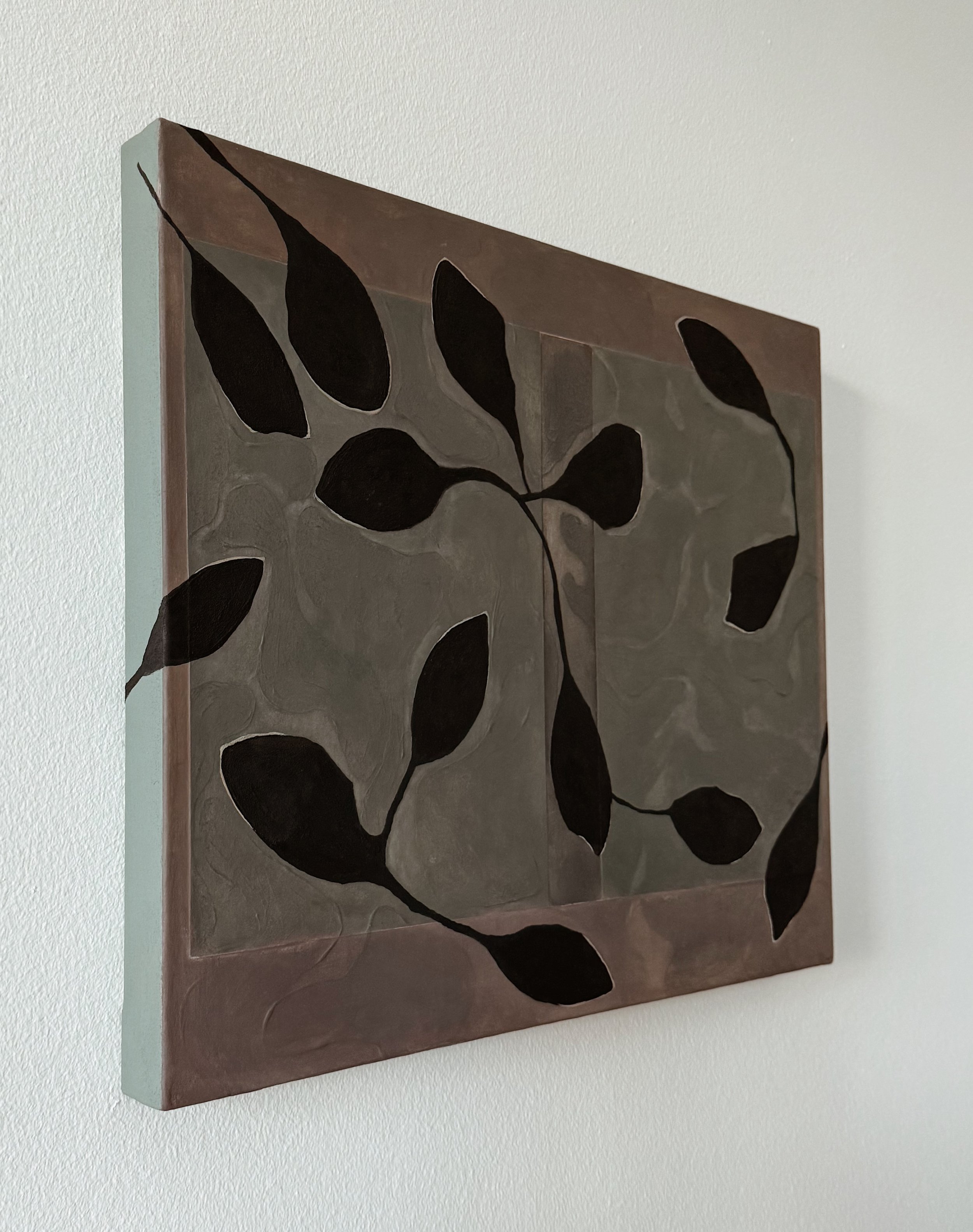 'Living Memories' (50x60x5 cm) Multiple layers of figurative forms in chalk paint & spackle Chunky canvas