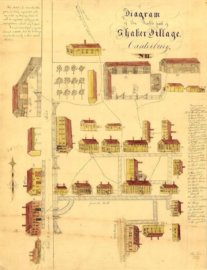Peter Foster, Diagram of the south part Agricultural tools of Shaker Village, Canterbury, NH, 1849