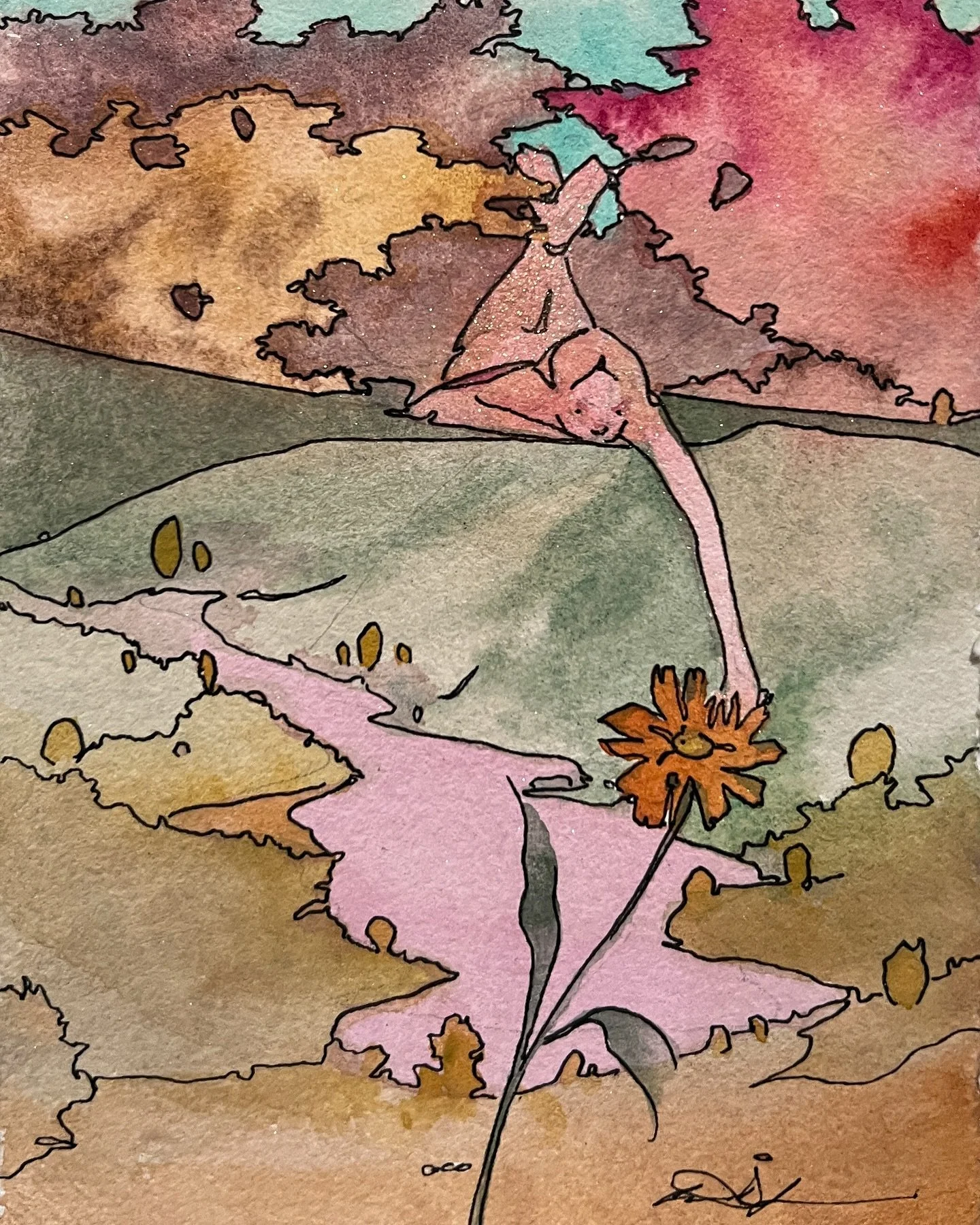 This month’s mini painting celebrates slow autumn afternoons 🍂✨🩵
Link in bio to learn more and start collecting monthly mini prints (and maybe be the one to receive the original as a surprise!). 
#themonthlymini #smallartwork #watercolorpai
