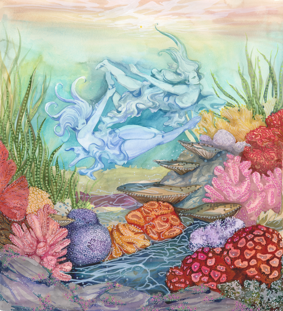 Currents by andrea durfee watercolor reefscape goddess fine art print.png