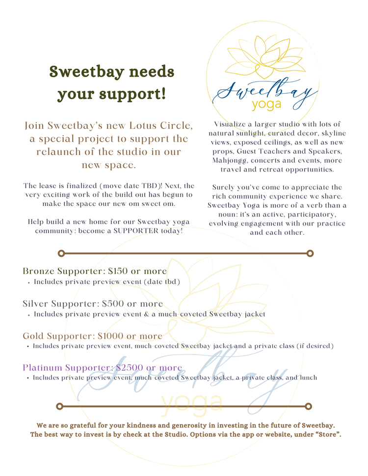 updates, updates — Sweetbay Yoga