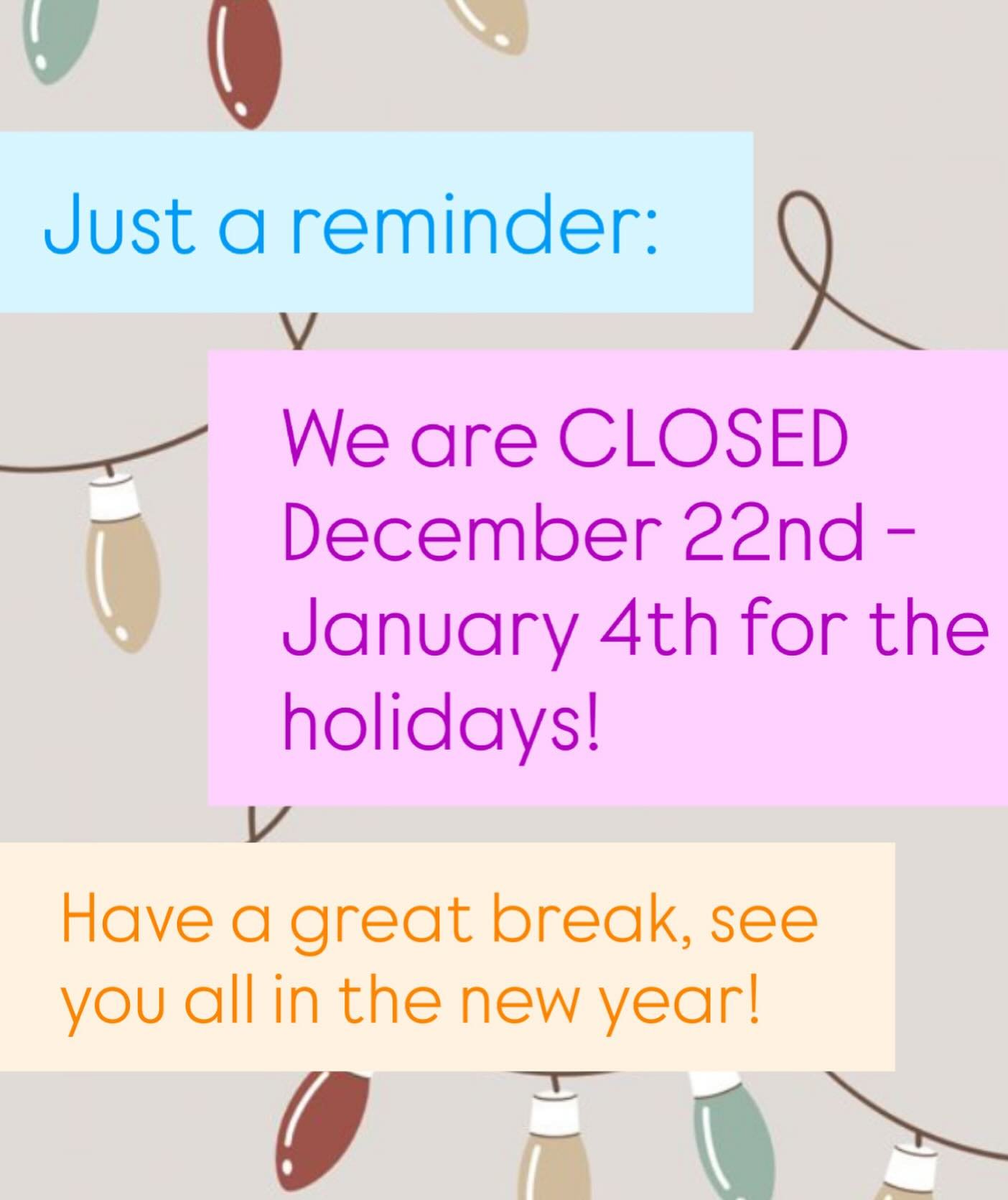 Happy Holidays dancers and families!!
We are so excited to see you in the new year!🧡💙💜