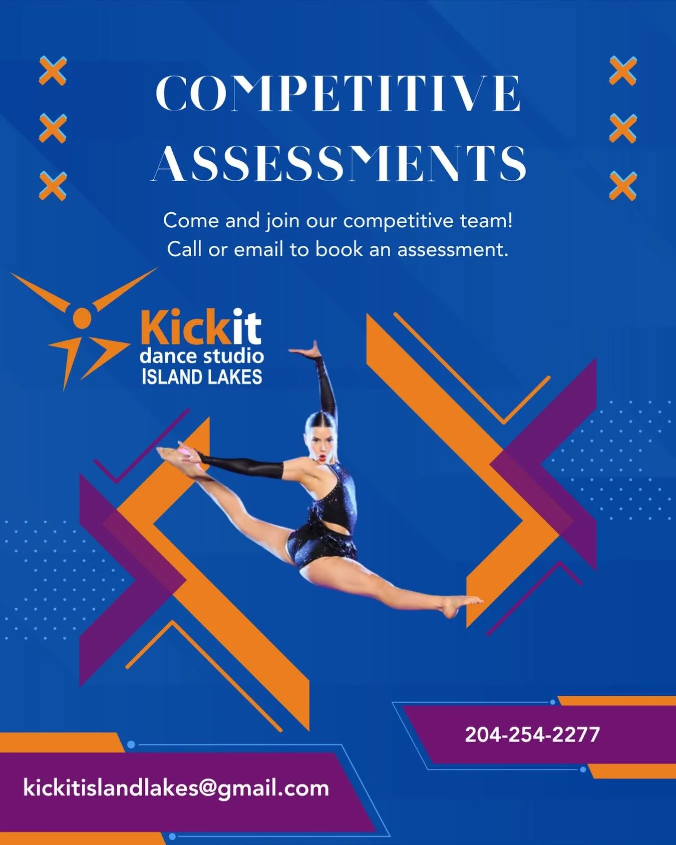 Join Our Competitive Team!

Competitive classes available for ages 7 &amp; up in:
Ballet &bull; Jazz &bull; Tap &bull; Hip Hop &bull; Lyrical &bull; Contemporary &bull; Musical Theatre &bull; Acro

📩 New to Kickit Island Lakes?
Email kickitislandlak