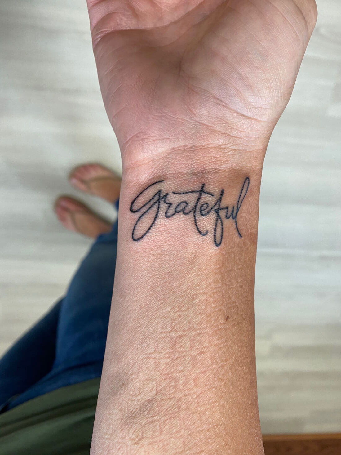 Grateful tattoo | Tattoo quotes, Wrist tattoos words, Gratitude tattoo