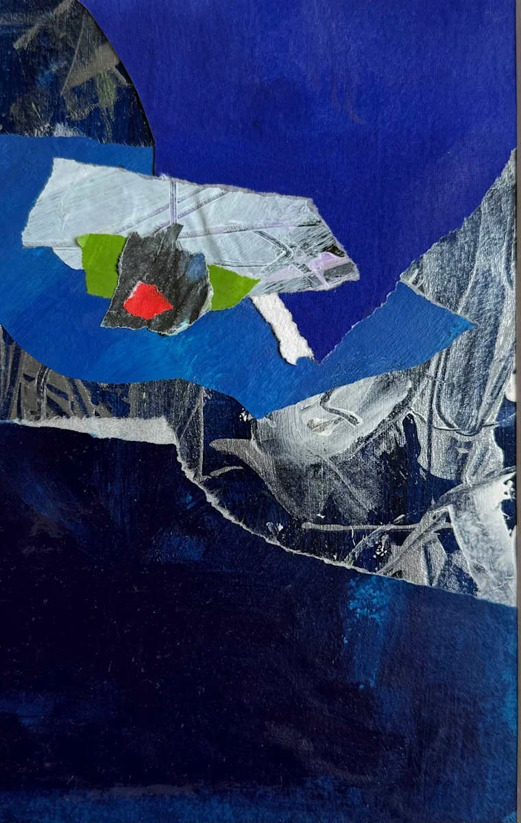 Blue Passage 8.5"x5.5" Acrylic Collage on Paper $180