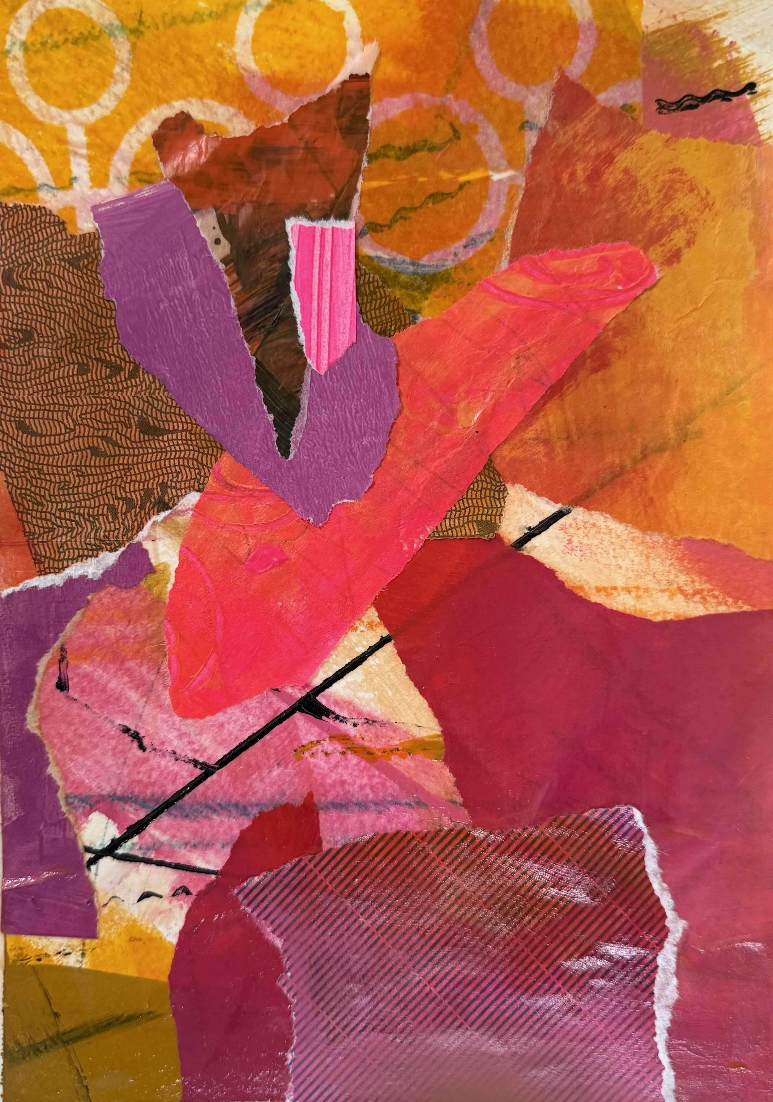 New Energies for A New Day 8"x 5" Acrylic Collage on Paper $180