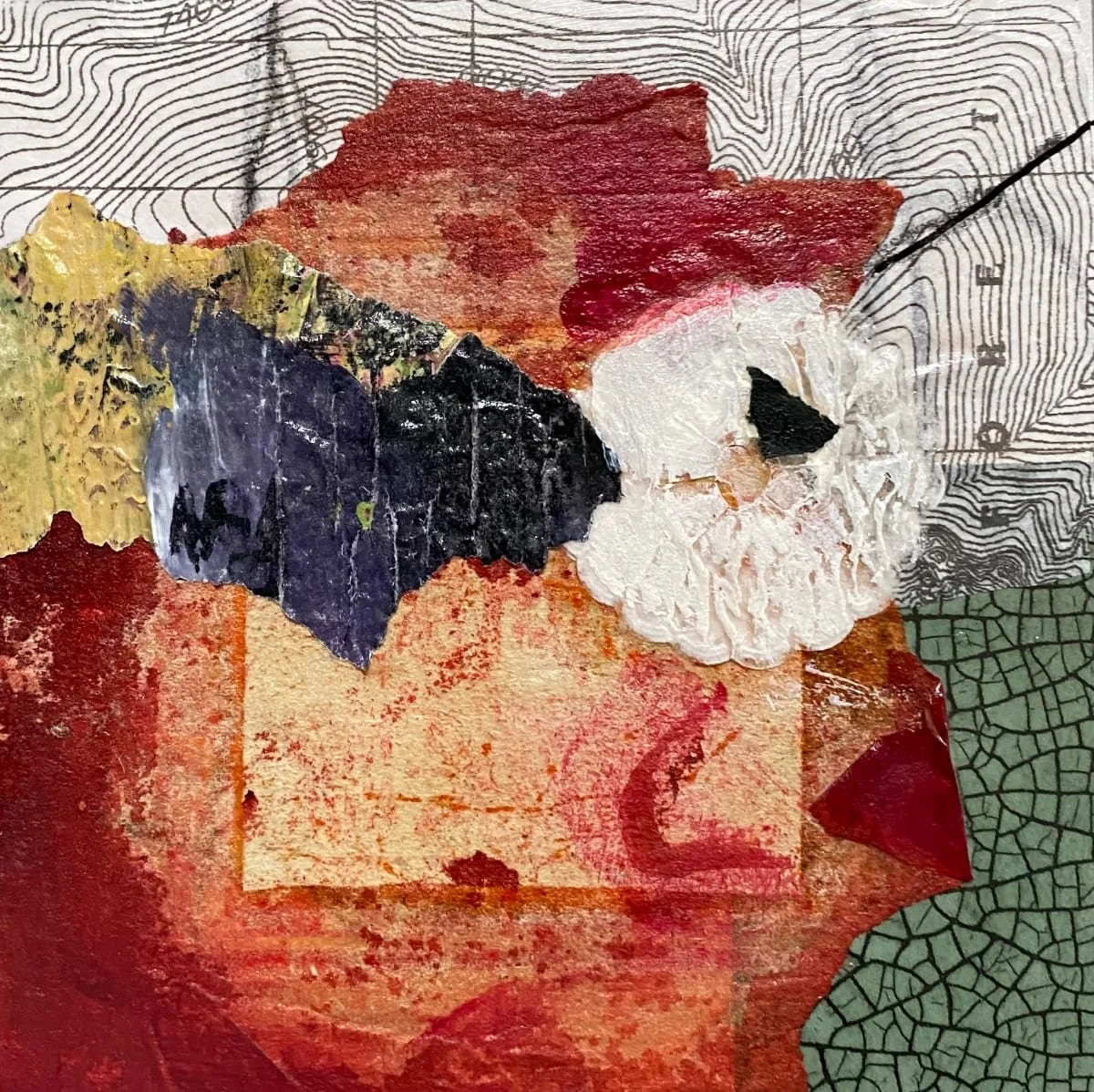 Calibration 6" x 6" x .75 Acrylic Collage on Board 