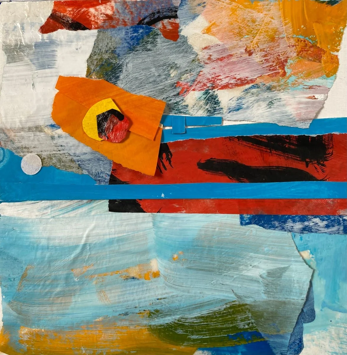 Washing Through 6"x 6" x .75  Acrylic Collage on Board 