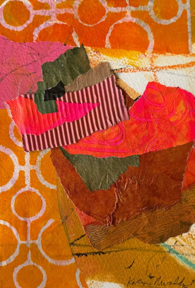 Gathered In Marrakech 8.5"x5.5" Acrylic Collage on Paper $180