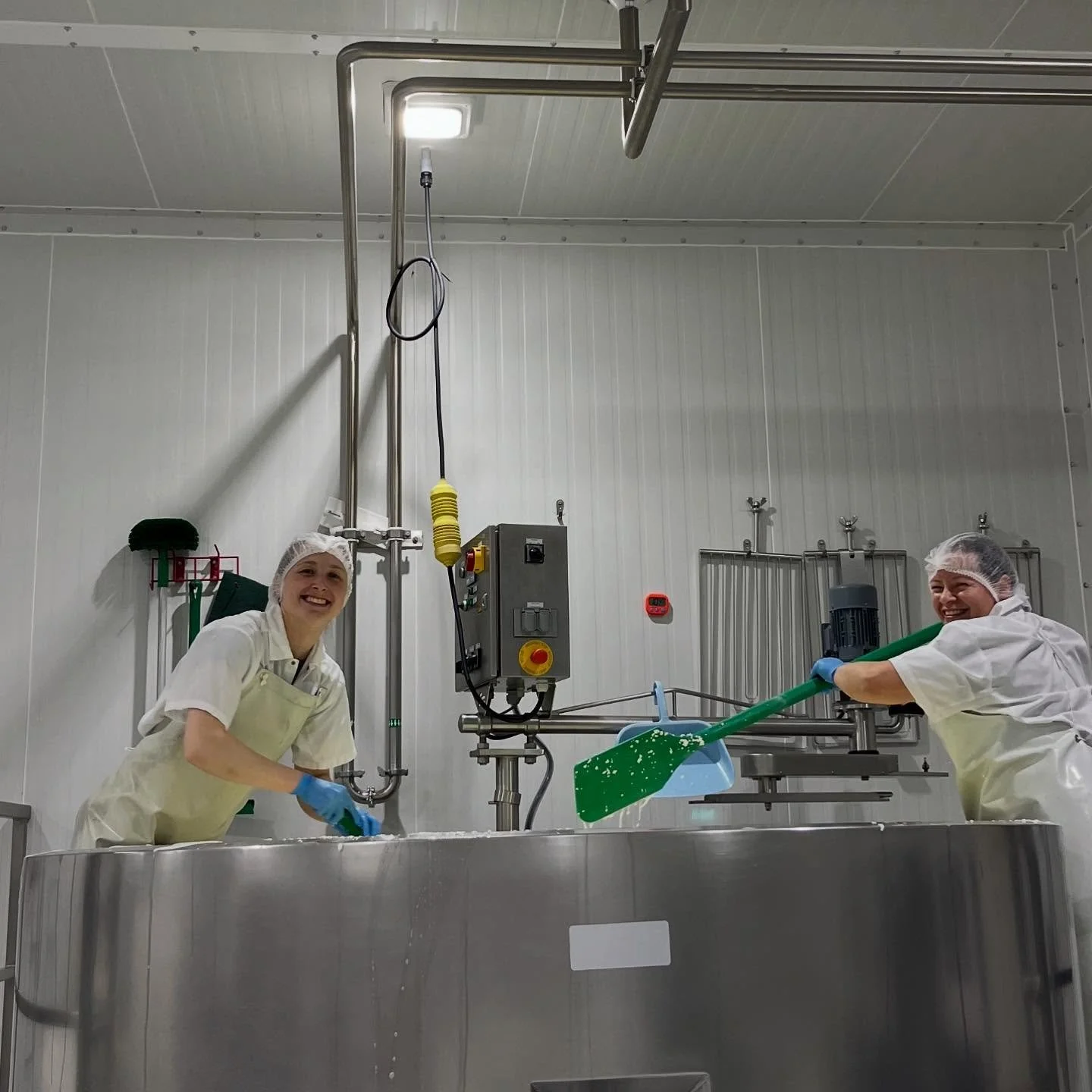 #cheesestateuniversity grads stirring the curd.