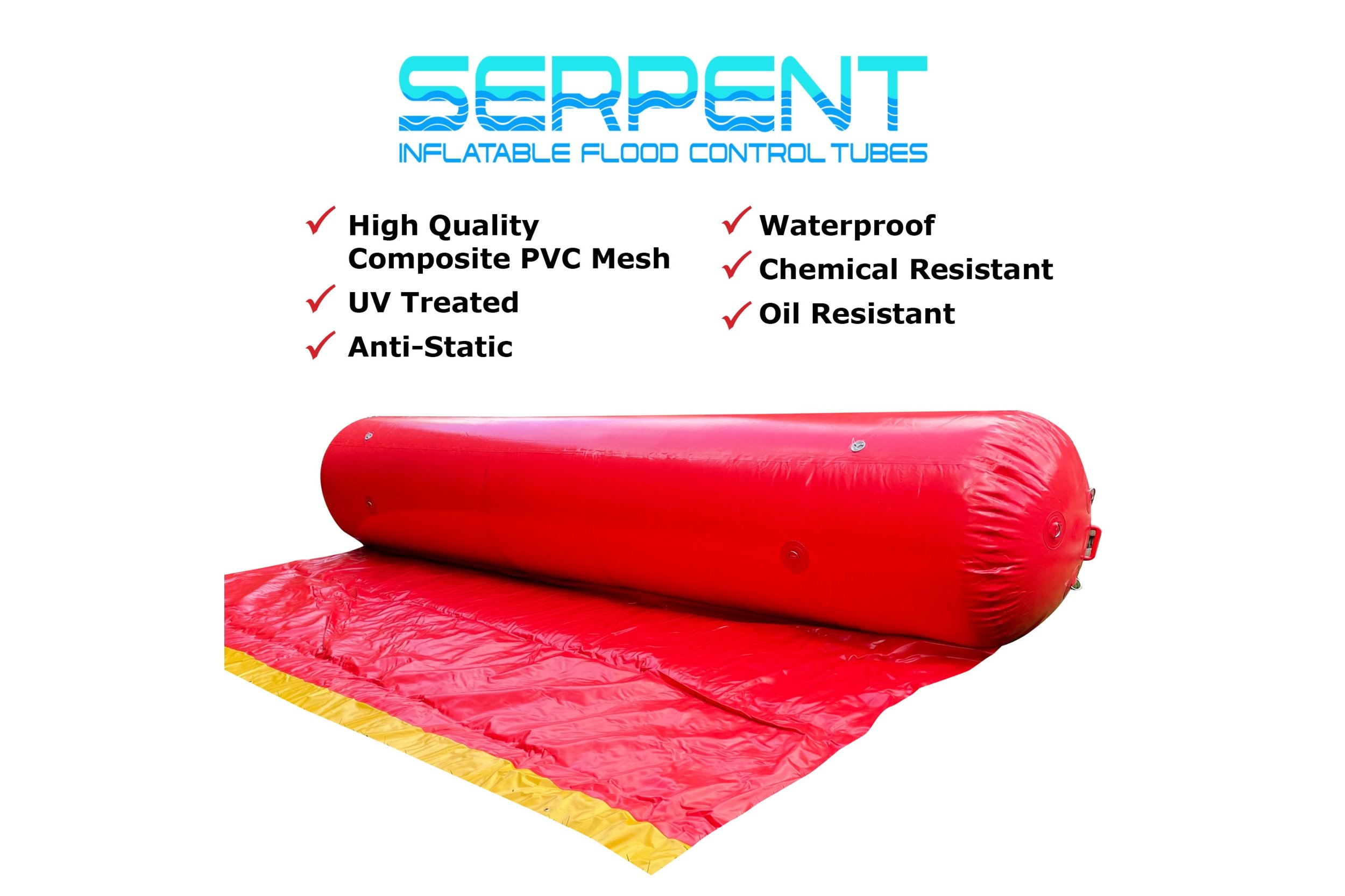 Chemical Resistant, PVC Mesh, Inflatable Tube Barrier for Flood Protection and Diversion