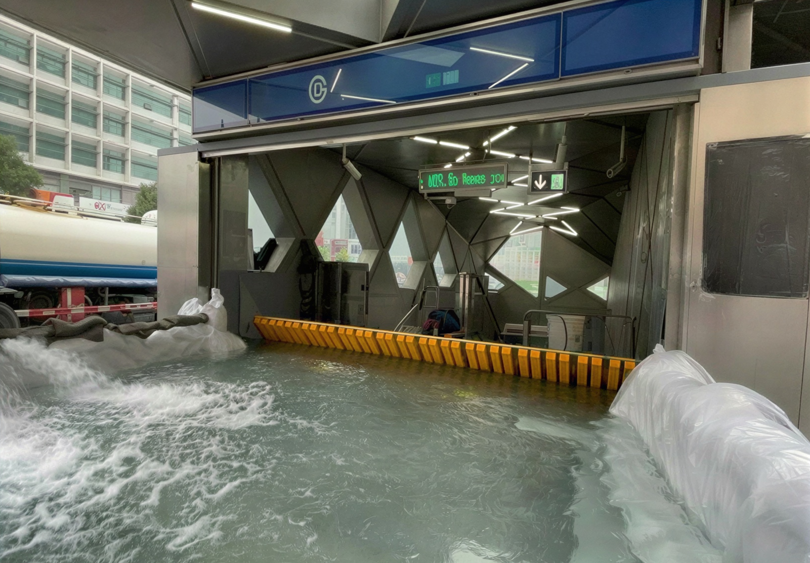 Ramp flood barrier with water automatically raising it (Copy)