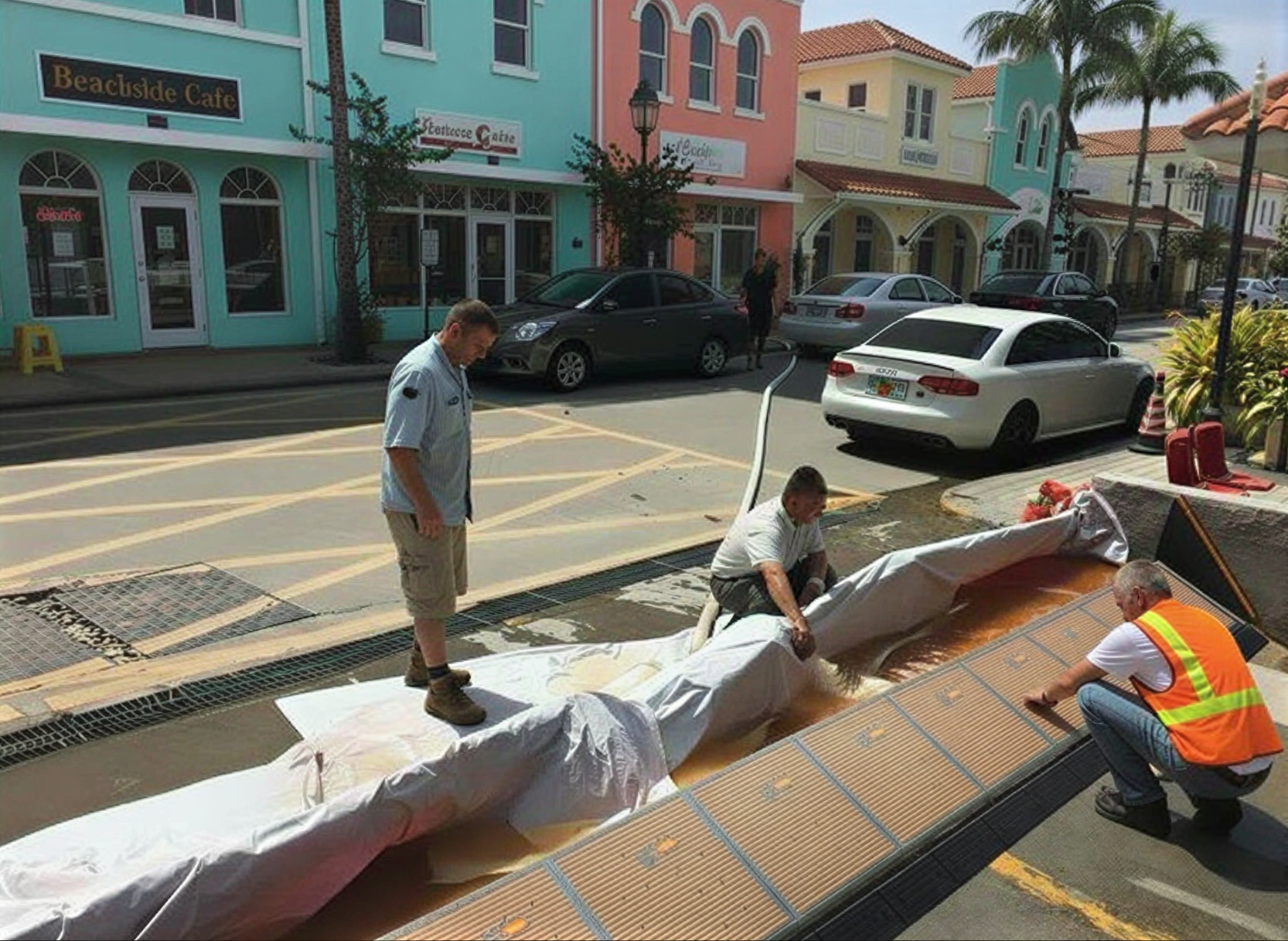 Installing self-deploying flood barrier in Florida (Copy)