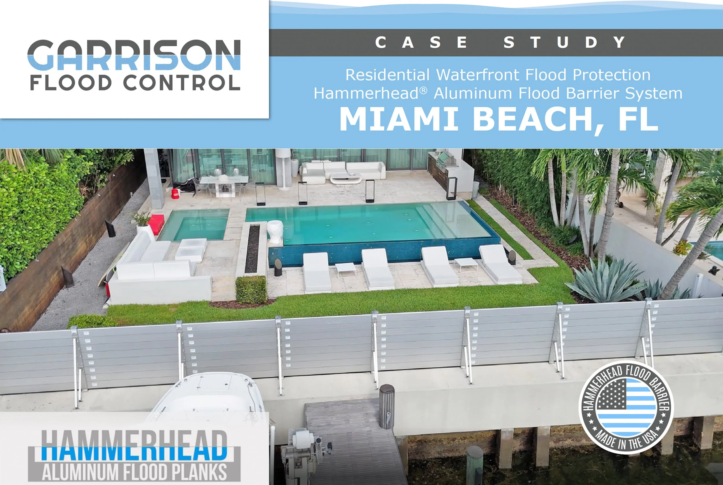 Residential Waterfront Flood Protection Hammerhead® Aluminum Flood Barrier System