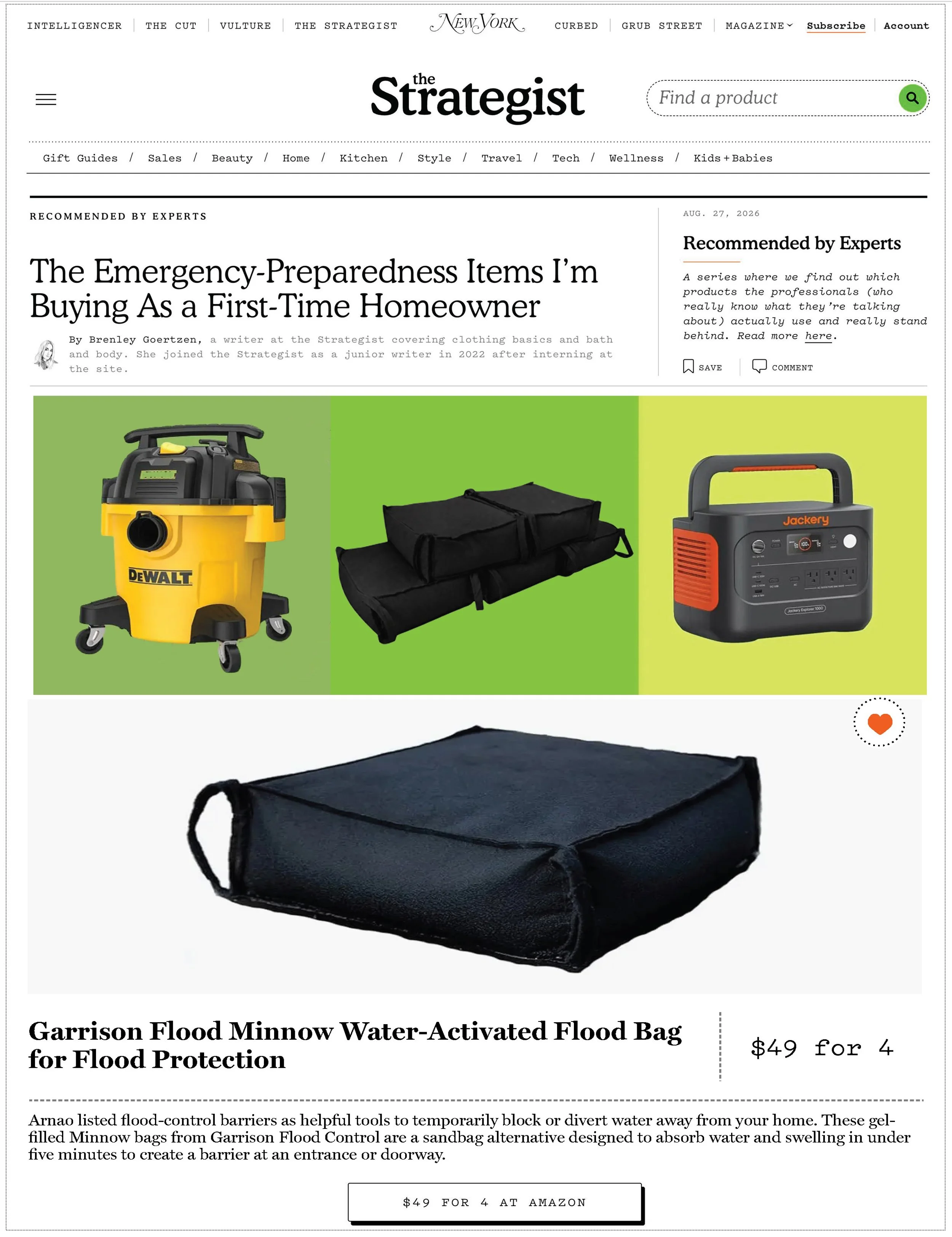 The New York Strategist - Emergency Preparedness Items for Homeowners - Garrison Flood Control