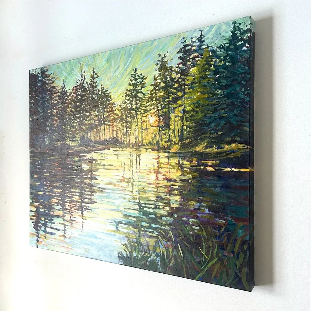 &ldquo;Portage&rdquo; is a well-loved piece that I refreshed over the course of the summer. With a palette that suggests the start to autumn at the end of a warm summer, I worked to create more cohesiveness in the treeline, and some more warmth and b