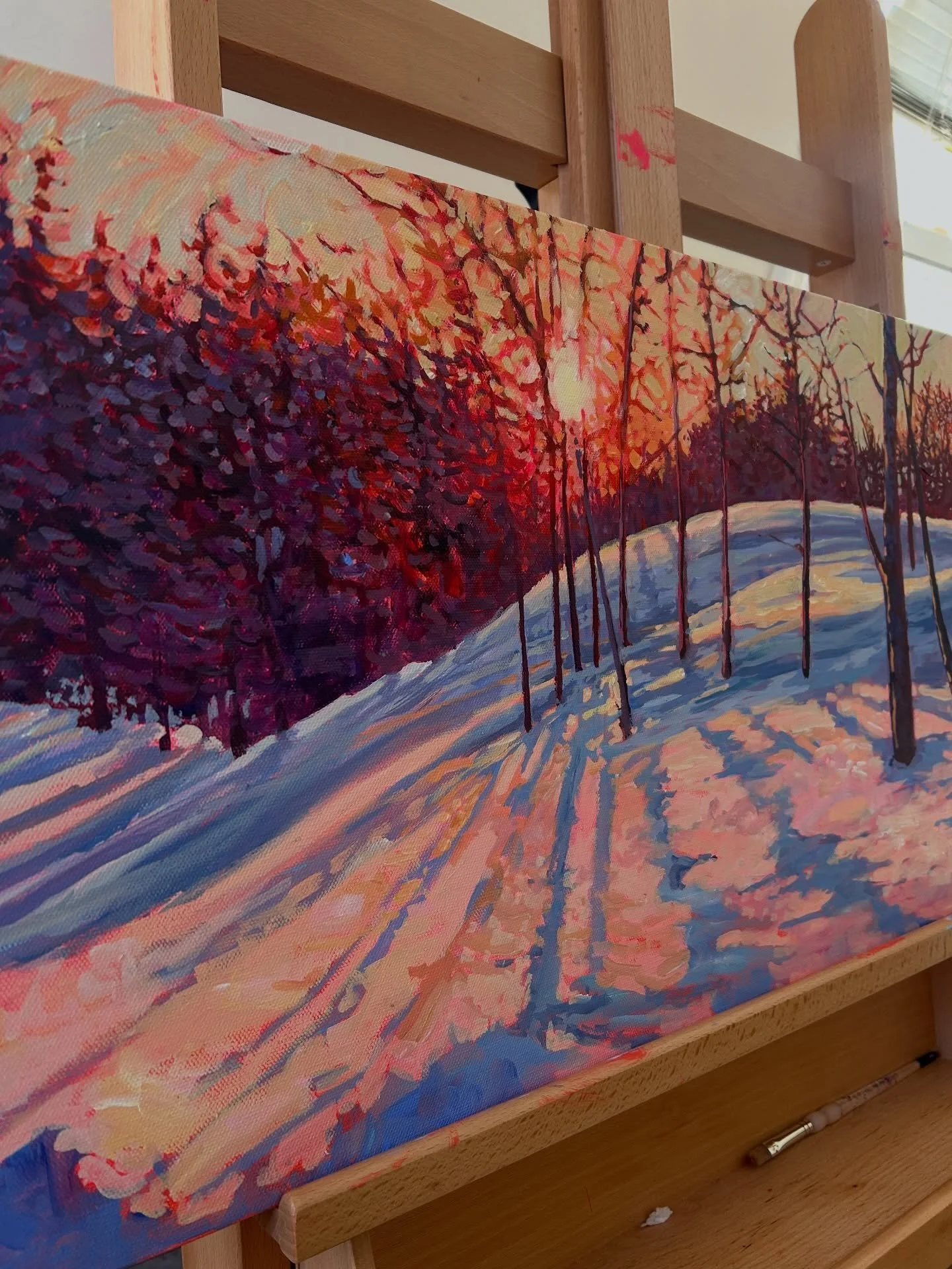 A little peek at my nearly-finished new 30&rdquo; x 15&rdquo; piece! Any suggestions for a name for this painting? I&rsquo;m all ears! 👂 Drop a name suggestion below!