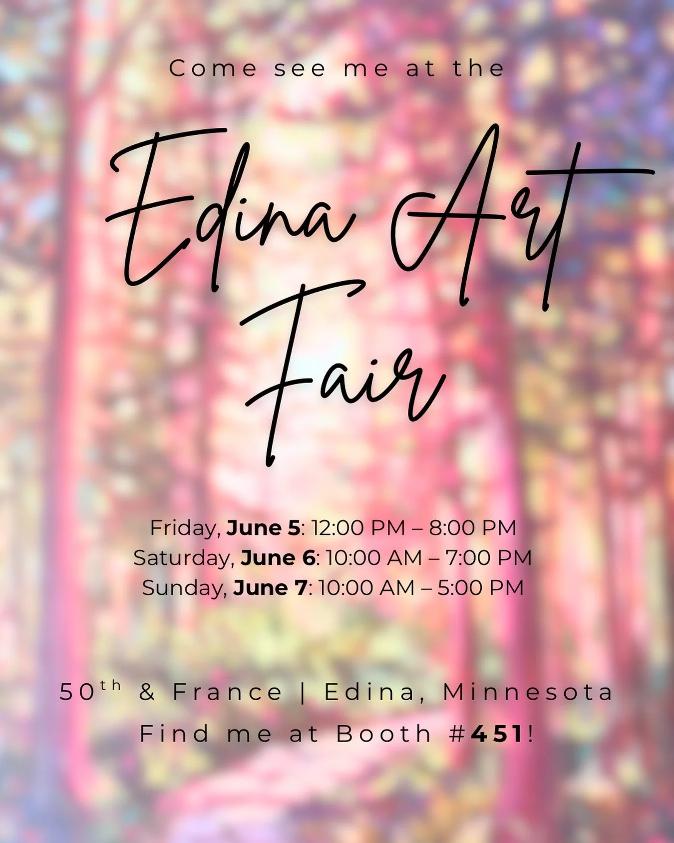 TODAY is the first day of @edinaartfair, and I can&rsquo;t wait to share several new pieces there! Please be sure to stop by this weekend if you&rsquo;re in the area&mdash;I&rsquo;m at booth 451! ☀️