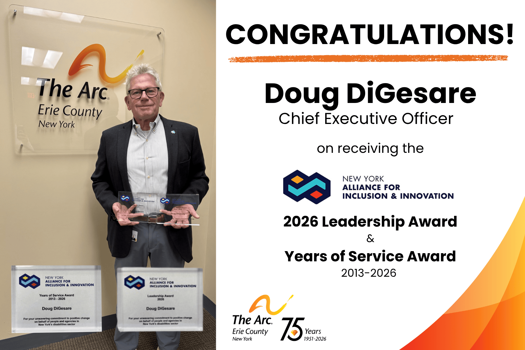 Congratulations Douglas DiGesare, CEO, Dual Award Winner - 2026 NYAII