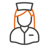 Outline of a nurse wearing a cap and uniform