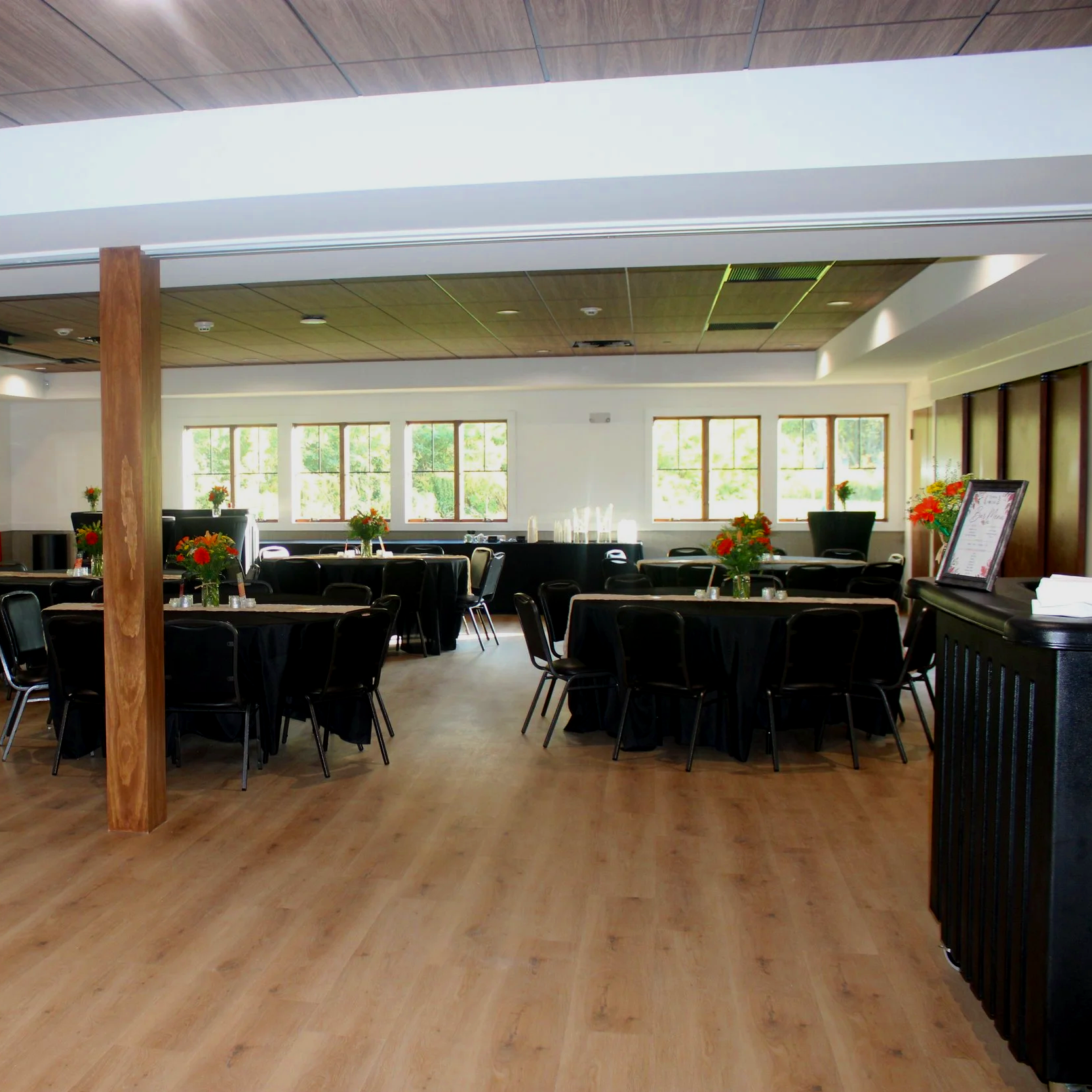 conference and rental space with tables set up