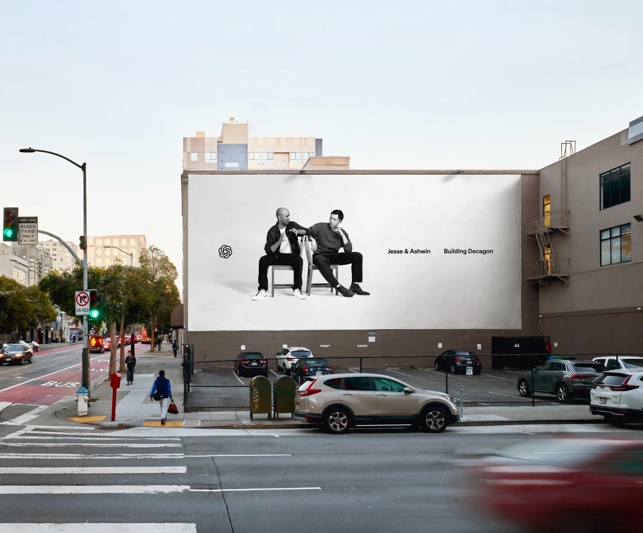 OpenAI Frontier Builders — Decagon campaign billboard