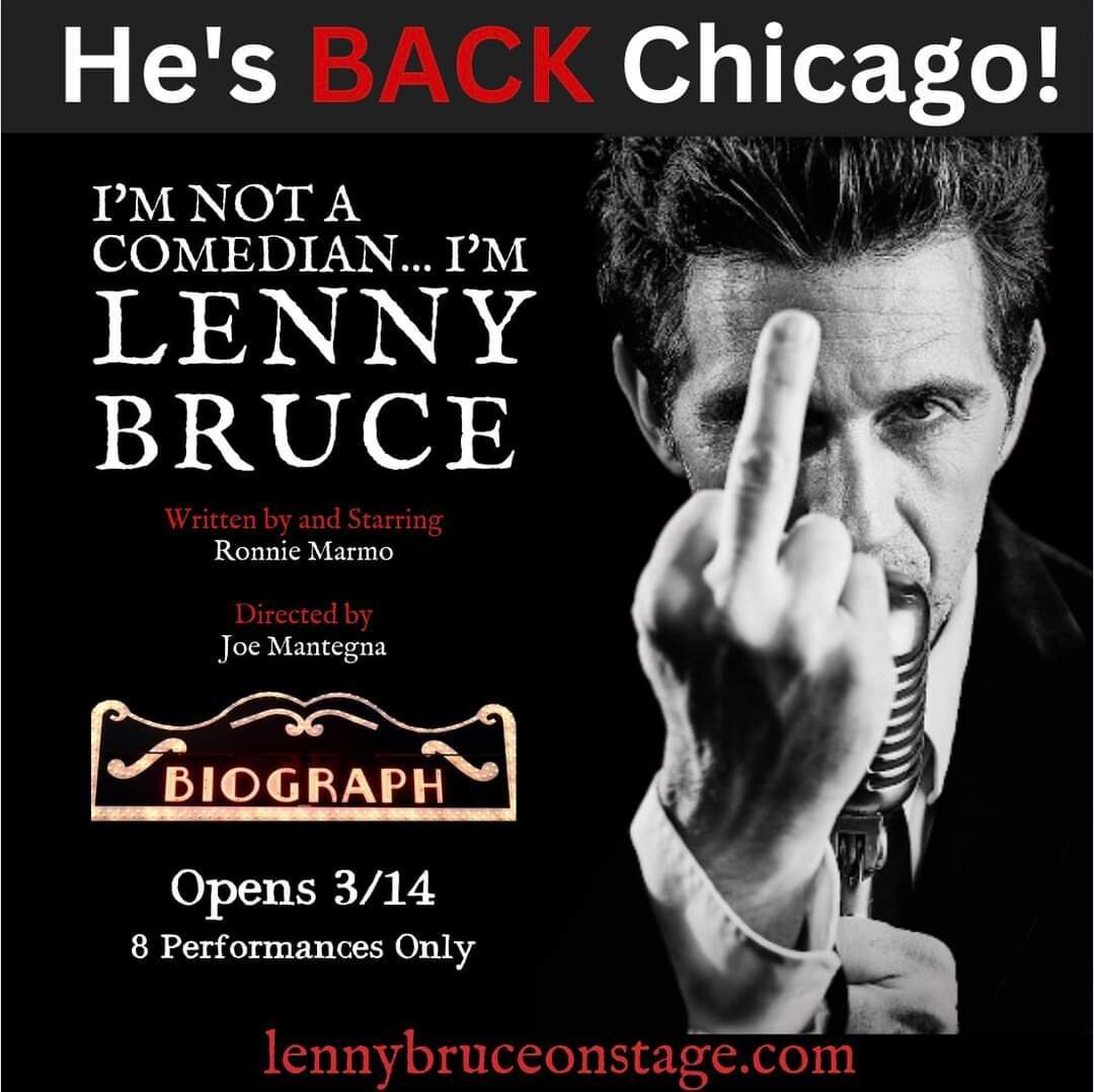 WOW do we have an announcement to make!!! The 'Lenny Bruce' show is coming BACK TO CHICAGO for a FOURTH TIME!!! We just can't get enough of ya, Chicago! You are our home away from home and we can't wait to bring the show to The Biograph Theater this 
