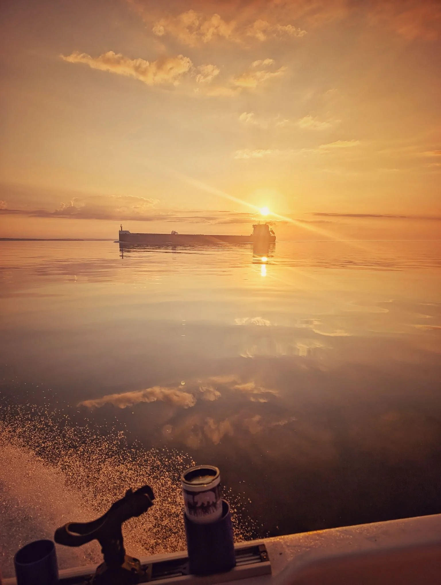  A stunning fall sunrise over the water near Drummond Island Yacht Haven, the perfect start to a day of perch and trout fishing with Reel Fish'n. 