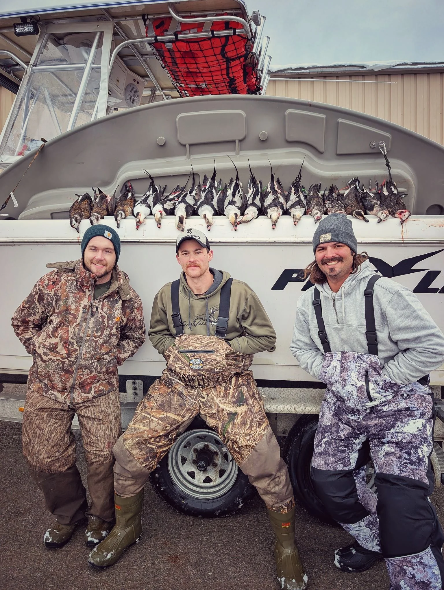Another limit of trophy longtails (Old Squaw) hit the rail, showcasing the world-class sea duck hunting available with Reel Fish'n LLC.