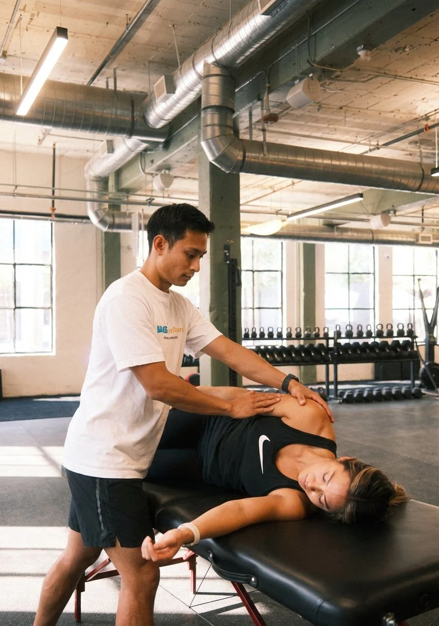 Patient working with a provider at a performance physical therapy clinic in Los Angeles