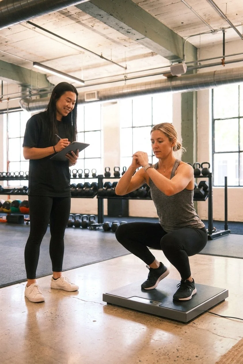 Patient receiving a functional movement assessment from a physical therapist at a performance physical therapy clinic in Los Angeles, CA