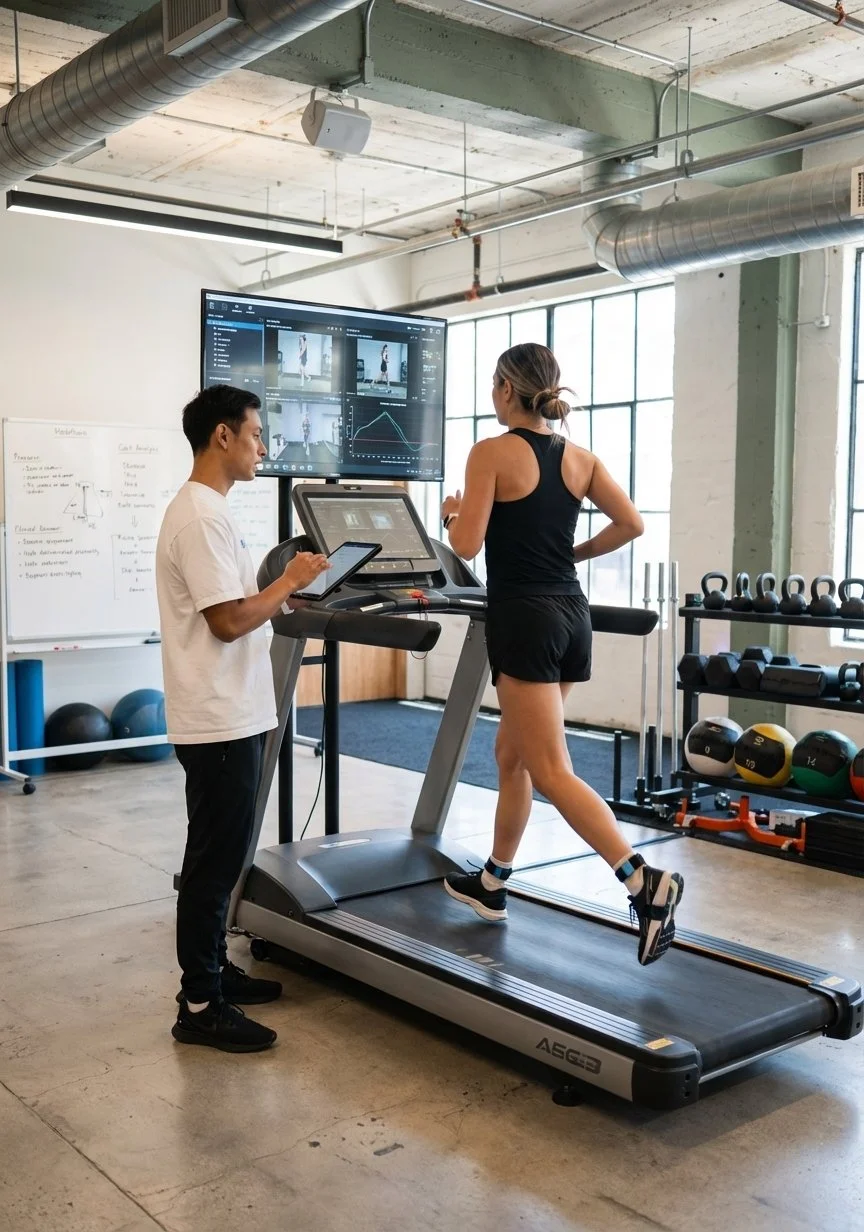 Patient working with a provider at a running physical therapy clinic in Los Angeles