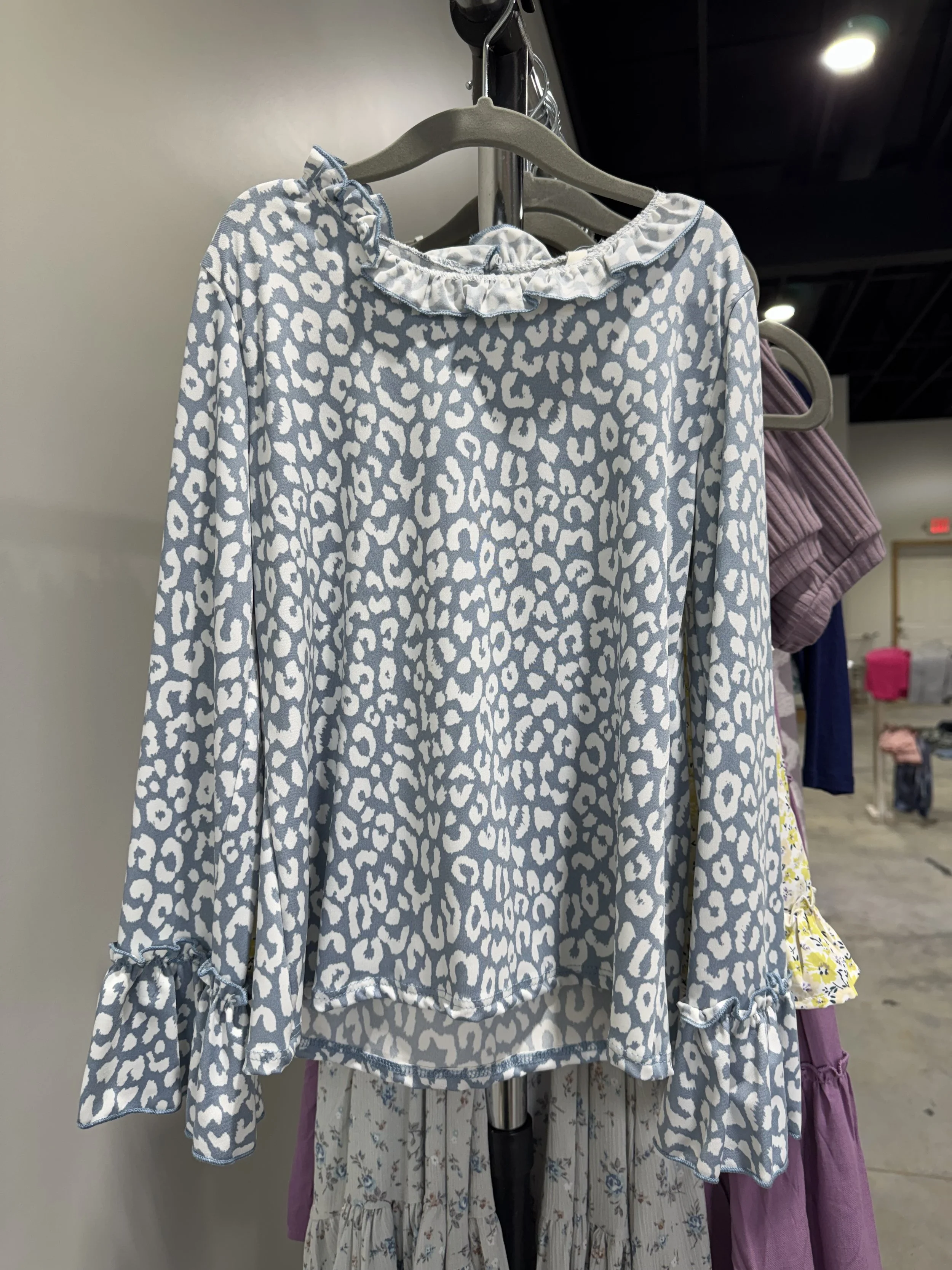 Light Blue Animal Print Long Sleeve