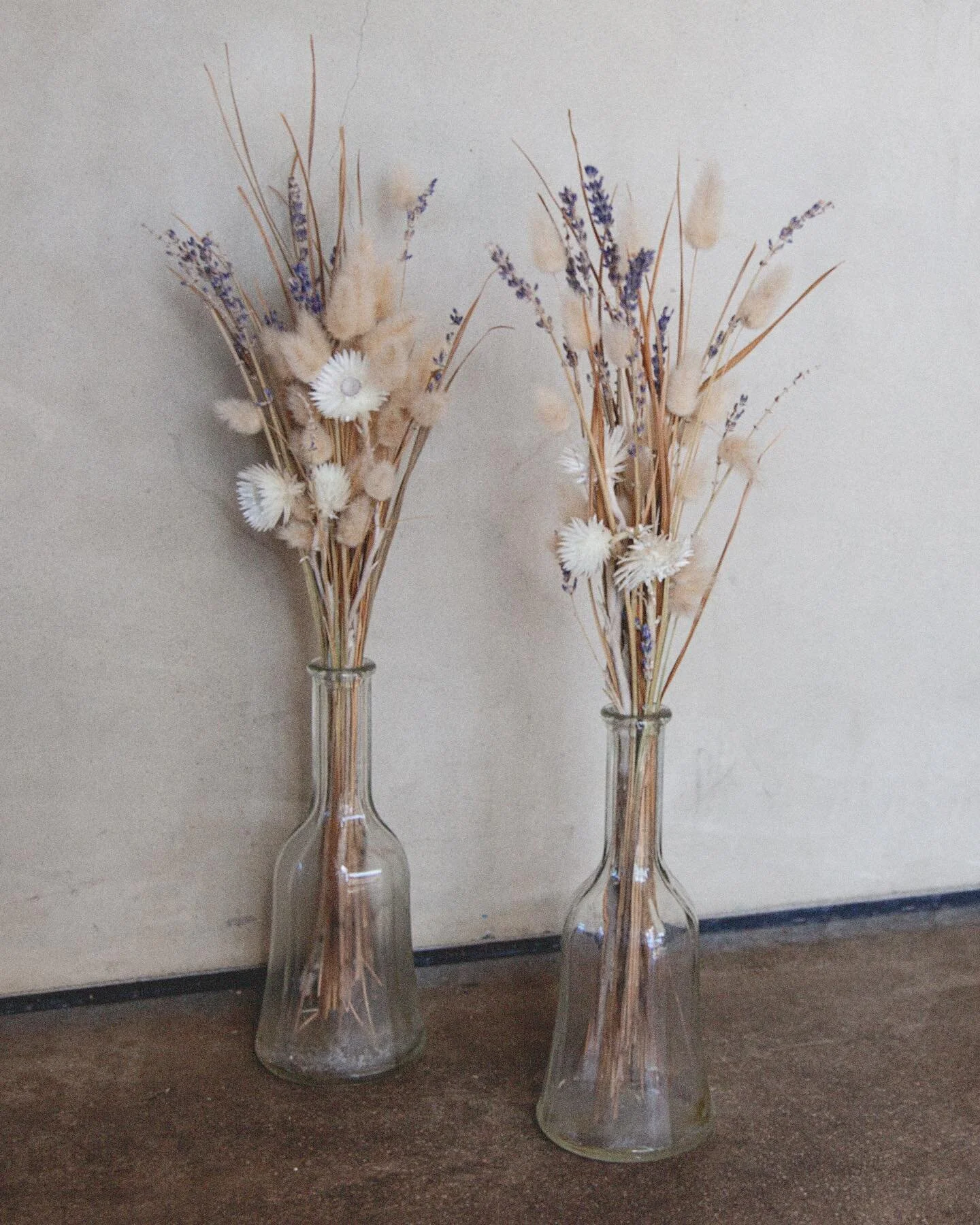 new bouquets made with dried lavender, bunny tails, and local grasses