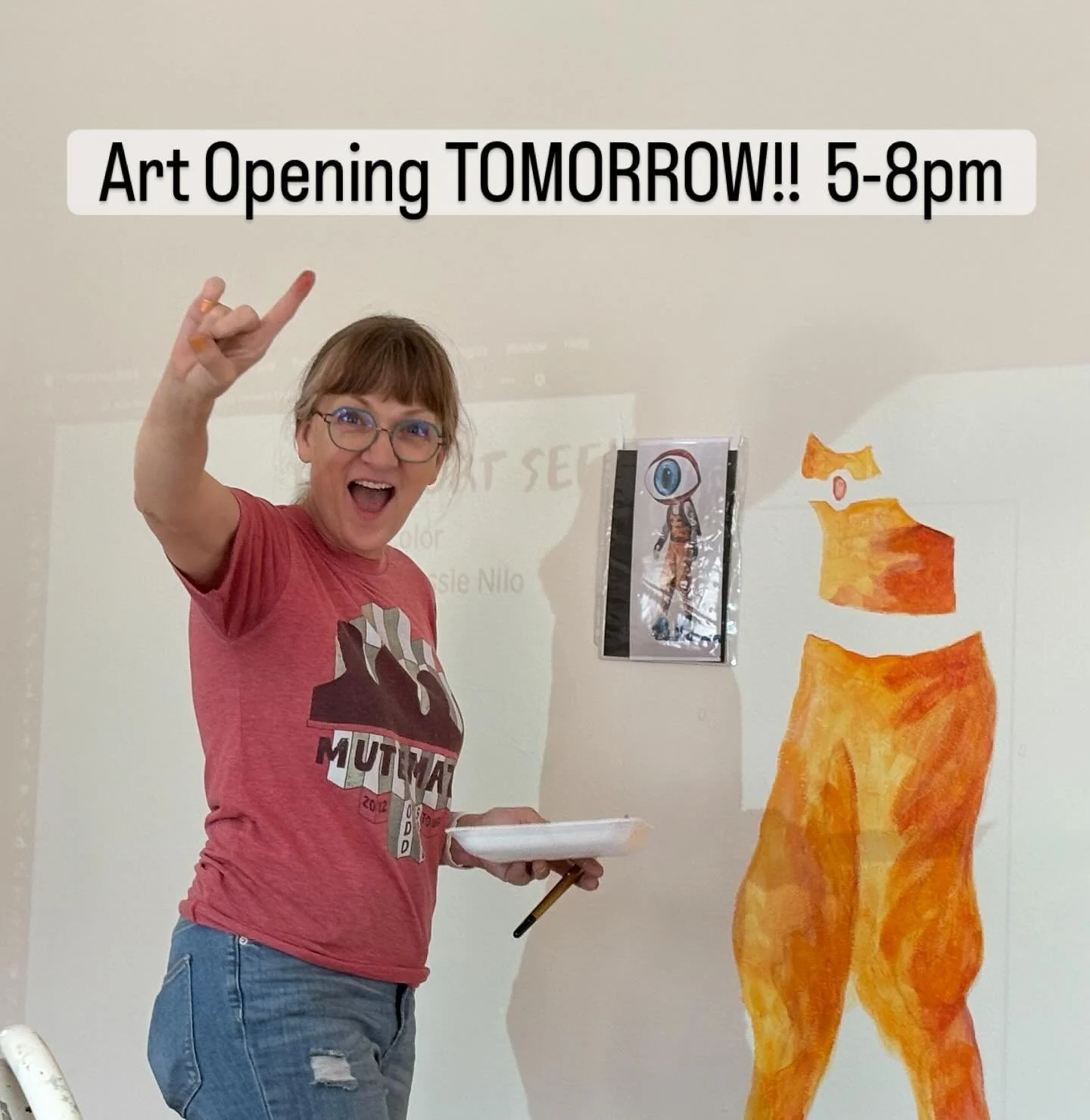 Come to my art show TOMORROW (Saturday) in downtown Boise! This zany eyeball roller skater is part of my exhibit&rsquo;s title wall. I love Treefort, and this art show is inspired by 10 years attending #treefort  Treefort Music Fest. Hope to see you 