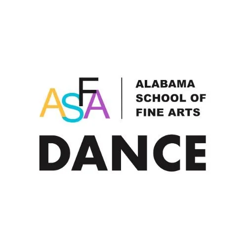Logo of the Alabama School of Fine Arts Dance program featuring colorful initials and text.