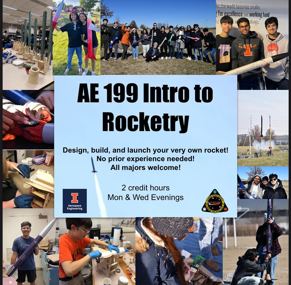 Happy Friday folks! Here&rsquo;s a reminder that you should register for AE - 199 Introduction to Rocketry! AE 199 is a student led class worth 2 credits hours to give any major or year an introduction to building their own F class motor rocket (larg
